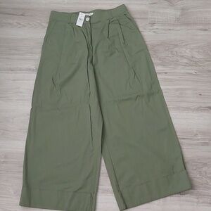 Olive Green Wide-Leg Pants